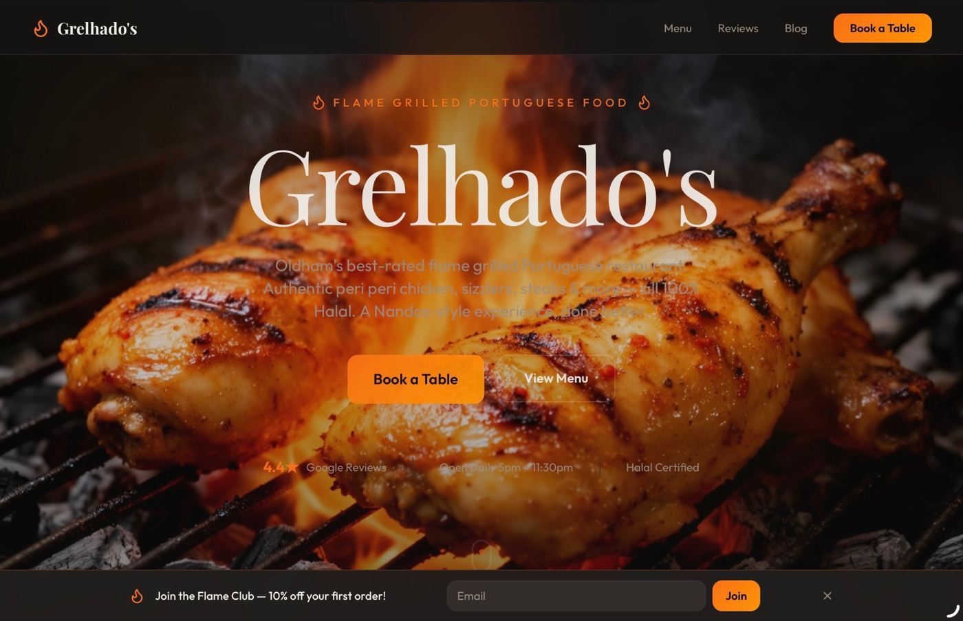 Grelhado's takeaway website mockup