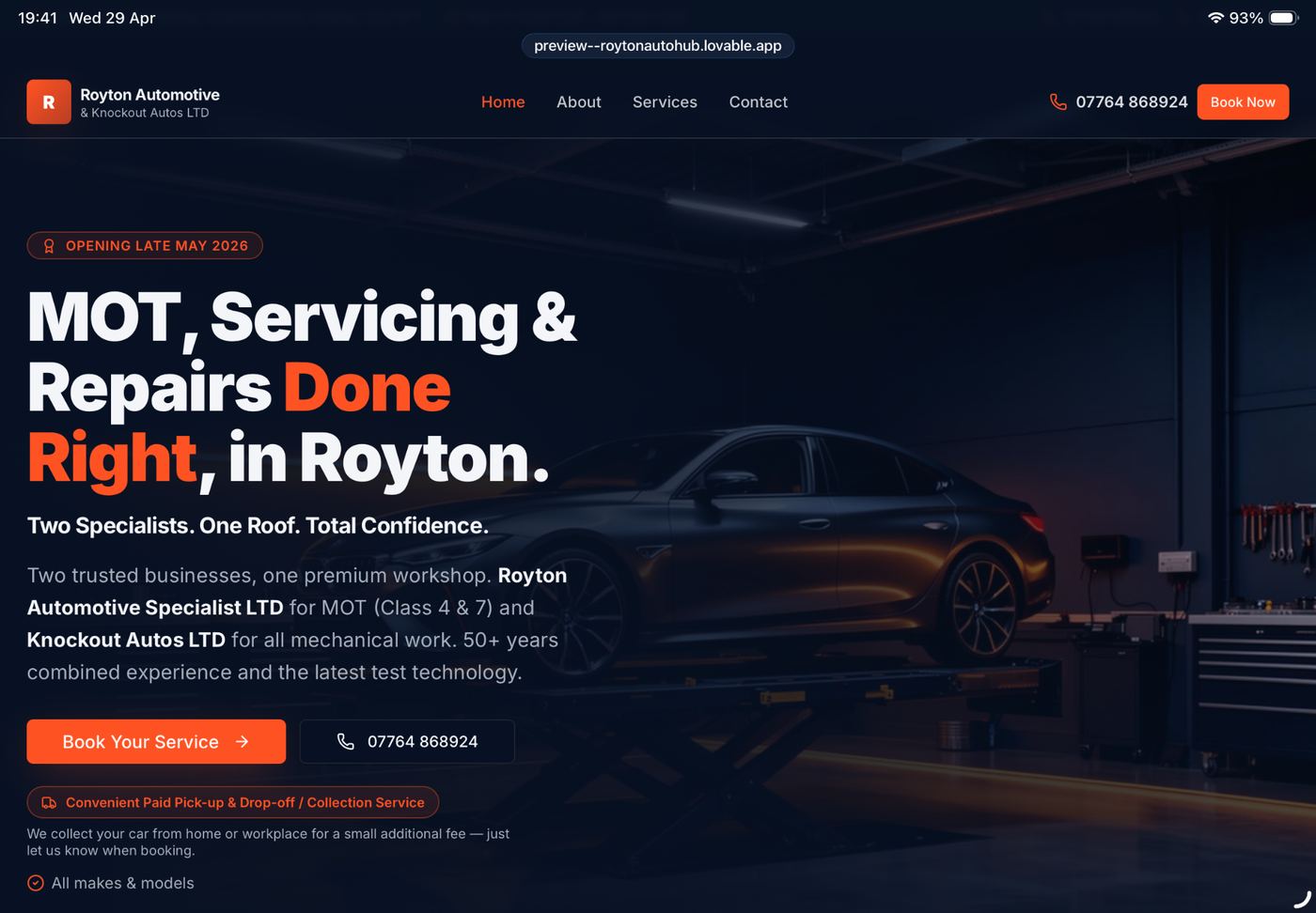 Royton Auto Hub – Local Garage Website