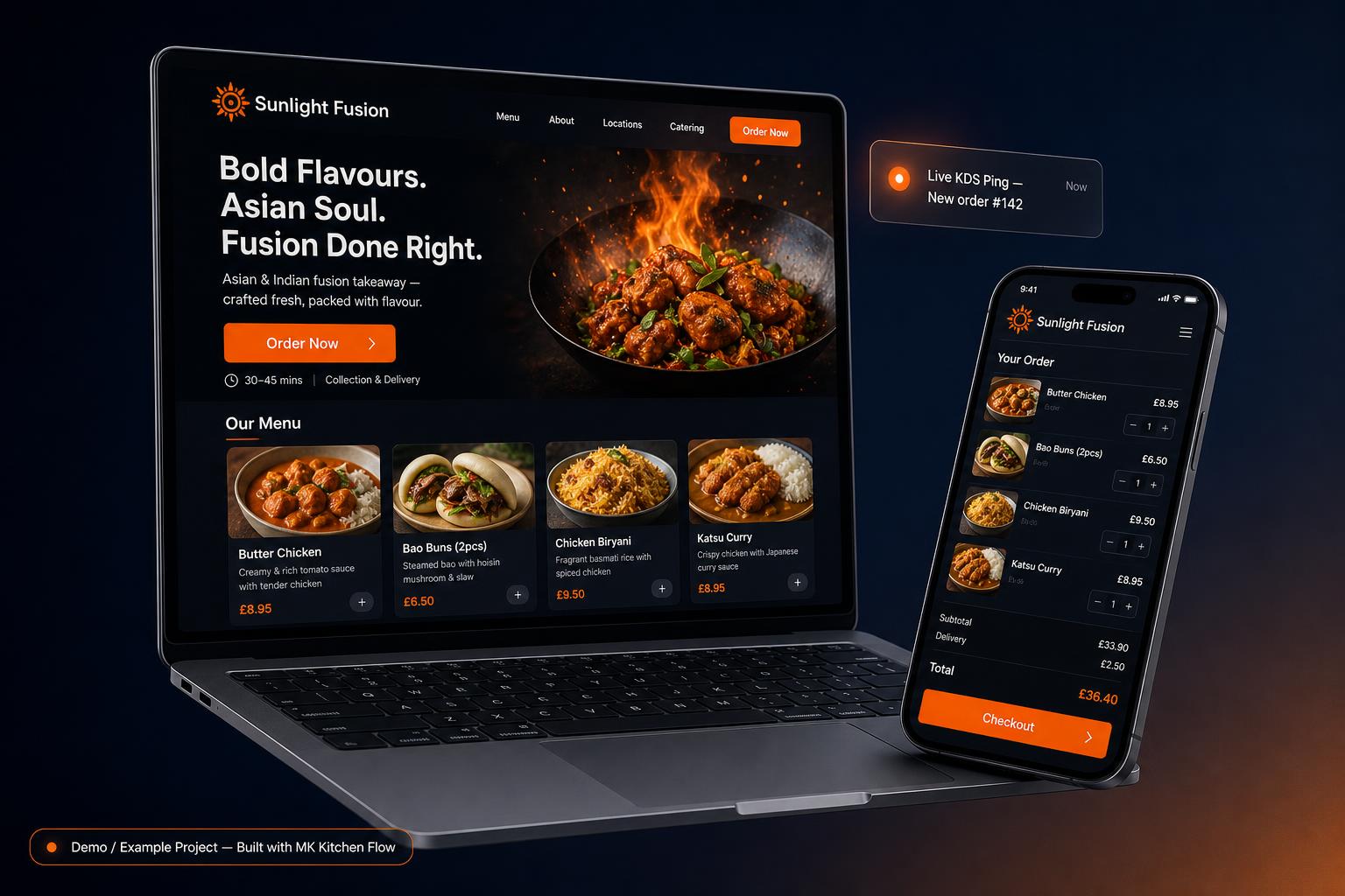 Sunlight Fusion takeaway website mockup